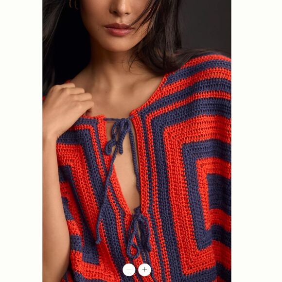 Anthropologie FRNCH Front Tie Crochet Sweater Vest - Picture 4 of 4